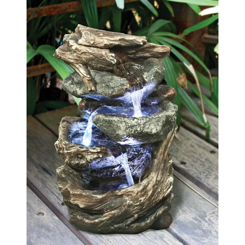 resin turtle cove cascading sculptural fountain with led light